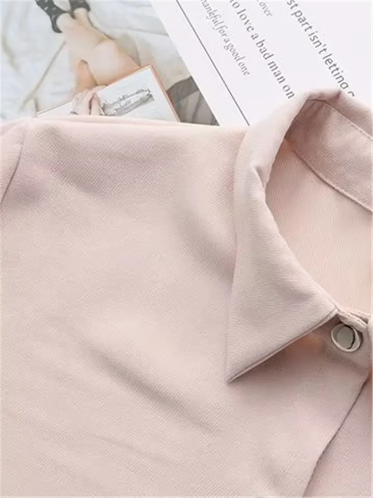 Plus Size Women's Clothing Long-Sleeved Shirt Button Version Spring And Autumn Solid Color Non-Stretch Cardigan Large Size Tops