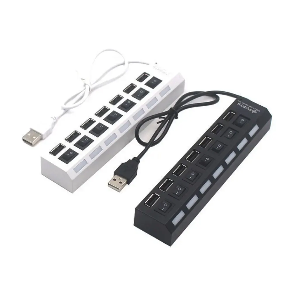 USB Hub Splitter With Individual Switch USB 4/7 Port Splitter Individual Switch USB Adapter Hub Multi-Port Socket Powered ON/OFF