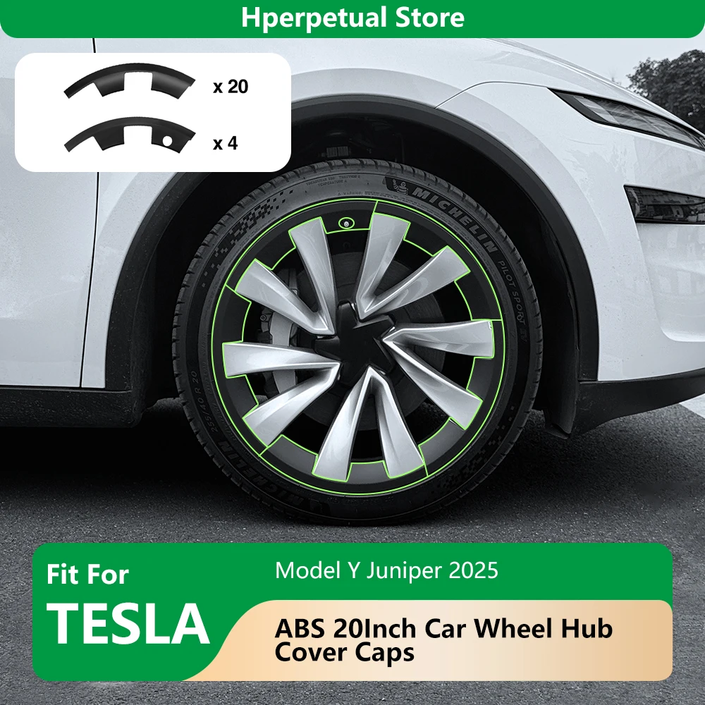 

Для Tesla Model Y Juniper 2025 20-дюймовый обод ступицы колеса патч колпаки ABS защита колеса защитные крышки автомобиля авто внешние аксессуары