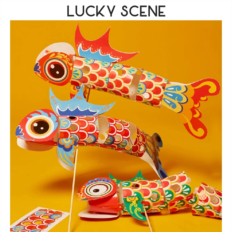 Chinese New Year New Year's Day Lunar New Year Fish Lantern DIY Hand Craft Children Kindergarten Gift Making Pack S01658