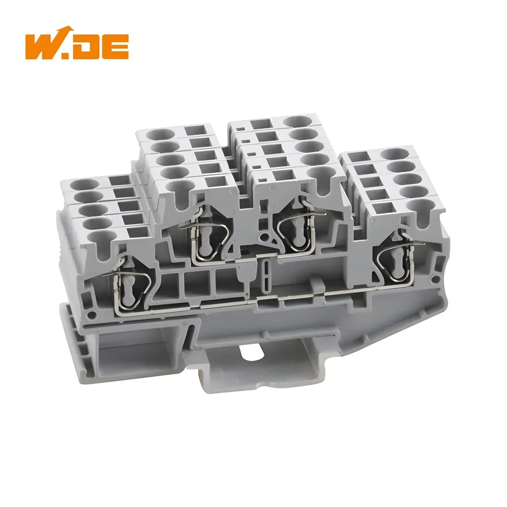 5Pcs STTB-4 Din Rail Terminal Block Electrical Connectors Double Layer Spring Connection Wire Conductor Connector