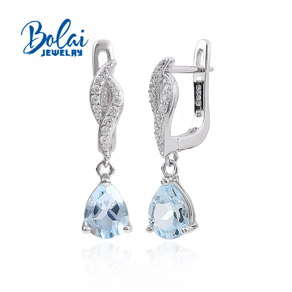 

Natural Sky Blue Topaz 925 Sterling Silver Women's Earrings Pear Shape 6*8mm Gemstones Fine Jewelry for Birthday Banquet Gift