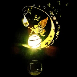 Animal Fairy Moon Solar Light Lawn Outdoor Ornament creativo decorativo Iron Hollow Crack Ball Lamp Angle Art Led Sunlight New