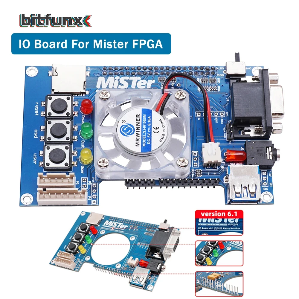 

BitFunx V6.1IO Board Analog VGA Port With RGBHV/RGBS/YPbPr For MiSTer FPGA Terasic DE10-NANO SOC Retro Gaming Video Game