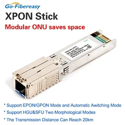 1.25G/2.5G XPON ONU Stick SFP Module With MAC PPPoE IPoE 1310nm/1490nm SC Connector 20KM PON Module OLT ONU MAC XPON=EPON/GPON