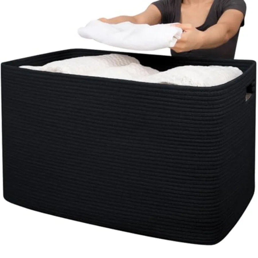 

118L XXXLarge Cotton Rope Storage Basket, Oversized Blanket Basket, Used for Organizing Dirty Clothes in Living Room, Bedroom,