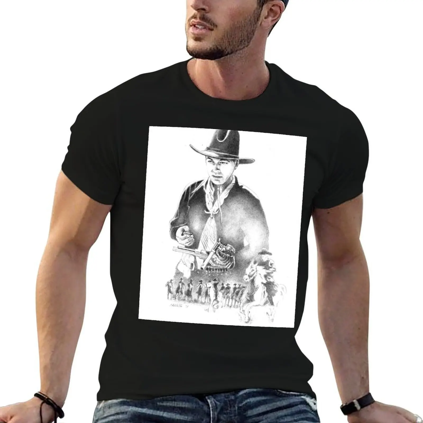 Camiseta Hopalong Cassidy para hombre, camisetas de algodón para hombre, camiseta lisa para hombre