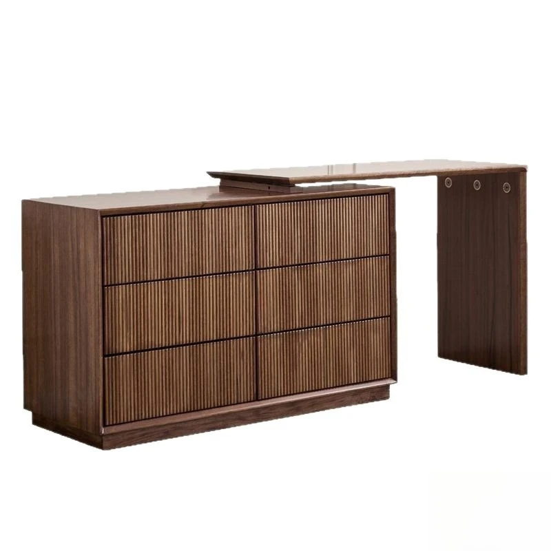 

Solid wood chest dresser integrated black walnut storage cabinet Nordic simple multi-functional small apartment combination