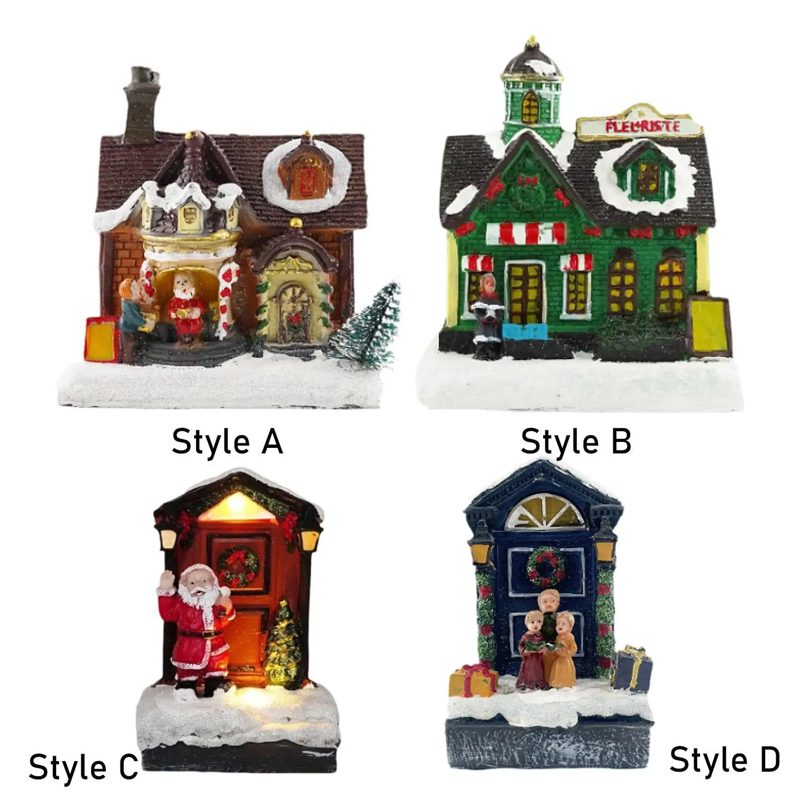 Lighted up Christmas Village House Xmas Ornament for Party Supply Livingroom