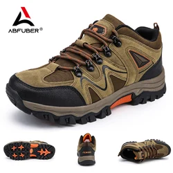 Tênis de trekking ao ar livre masculino, sapatos de malha de camurça antiderrapante, resistente ao desgaste, calçado de caminhada, qualidade original, off road