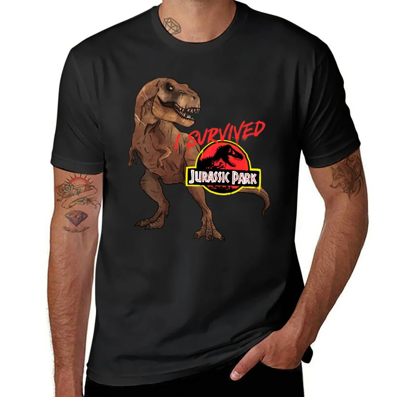 I Survived Jurassic Park T-Shirt Short sleeve tee new edition anime clothes Aesthetic clothing mens clothing