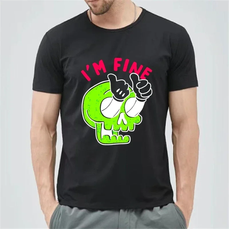 

I'M FINE Cartoon Casual Funny Aesthetic Camise Print Boyfriend and Girlfriend Birthday Gift Tees