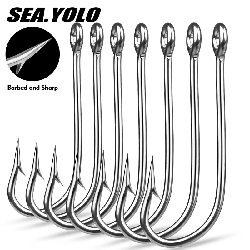 

Sea Yolo 50Pcs 1.84g/2.34g High Carbon Steel Fishing Hook Fly Fishing Accessories Jig Head Barbed Single Hook Fishing Tackle