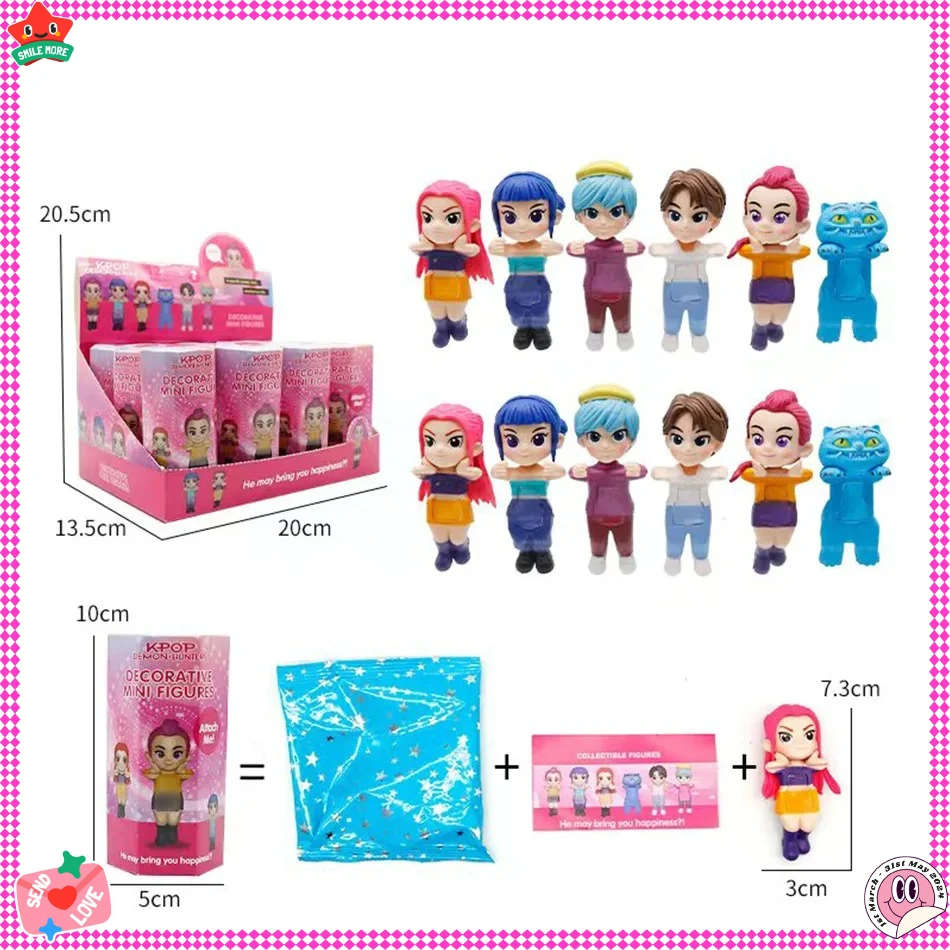 ชุดฟิกเกอร์อนิเมะ Demon Hunters สไตล์เคป๊อป แบบกล่องสุ่ม - รูมิ มิรา โซอี้ ของสะสมลายเสือ สำหรับตกแต่งโทรศัพท์