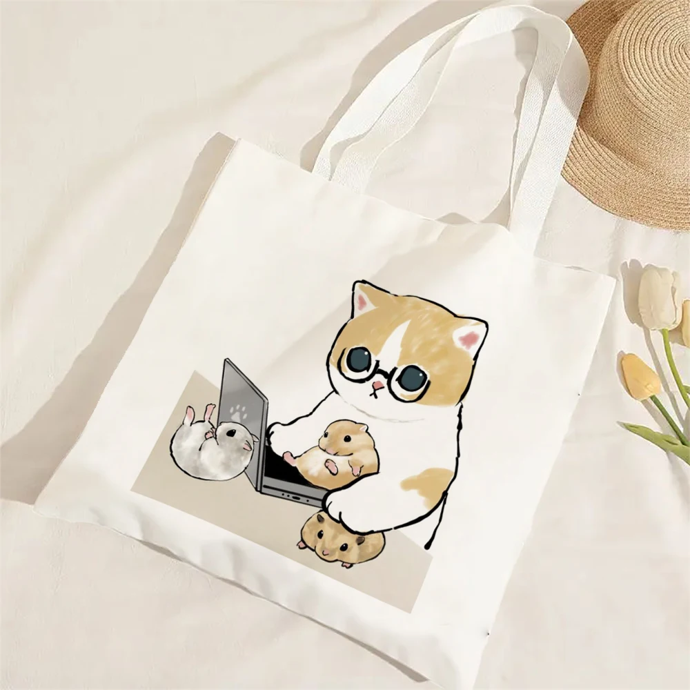 Kawaii Katze Leinen Einkaufstasche Grafik Harajuku Frauen Tote Handtasche Große Kapazität Frauen Schulter Taschen Eco Mode Mädchen Handtaschen – Detail 19