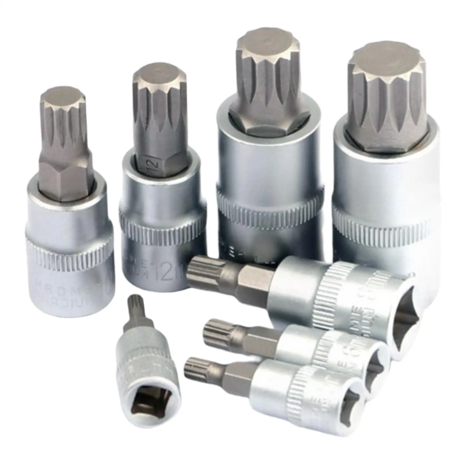 8 pçs conjunto de soquete de bits 1/4 "3/8" 1/2 "adaptador m4 m5 m6 m8 m10 m12 m14 m16 chave estriada bits para chave de soquete catraca chave de torque