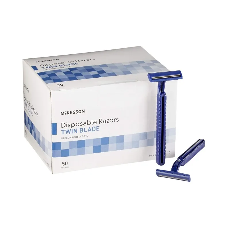 

McKesson Disposable Razors [100 Count] Shaving Razor, Twin Blade, Stainless Steel Blade, For Men and Women, Bulk