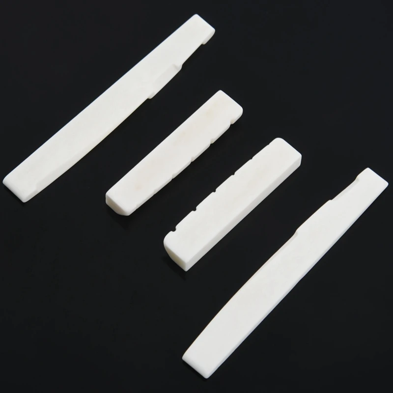 4 Sets Of 8Pcs 6 String Acoustic Guitar Bone Bridge Saddle And Nut Made Of Real Bone