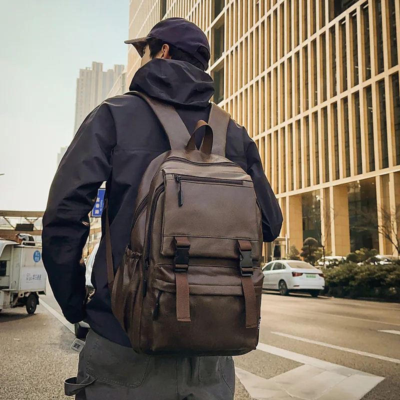 

Men PU Backpack Casual Business Backpack Computer Bags Fashionable Large Capacity Leisure Travel Bag School Bags Mochilas Mujer