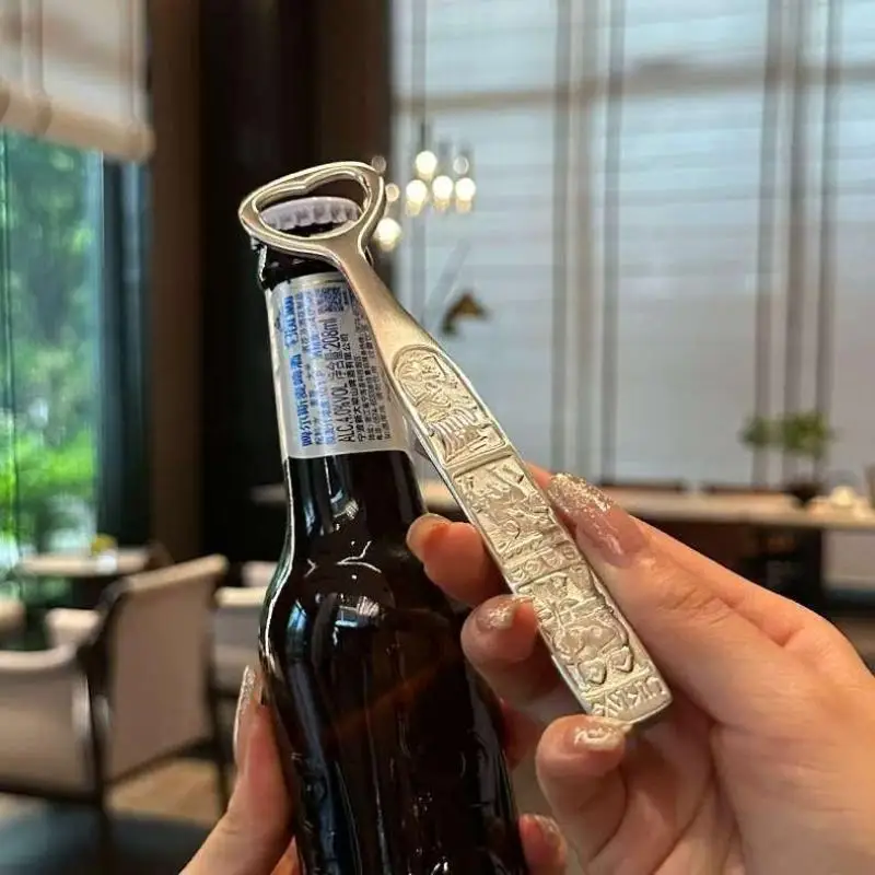 Heavy Duty Stainless Steel Hammered Bottle Opener Elegant Hammer Textured Lever Mechanism