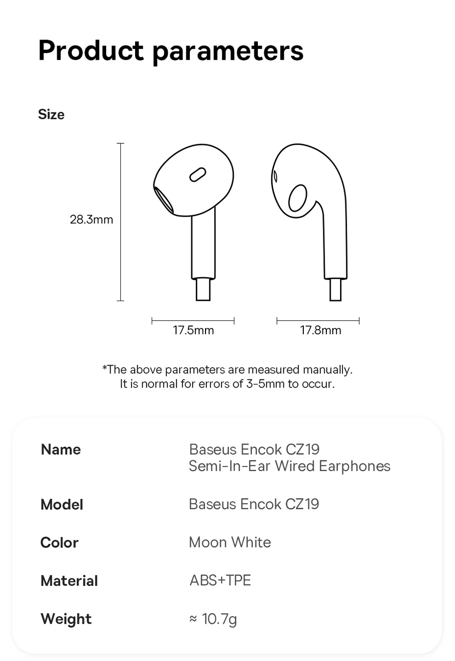 Auriculares con cable Baseus Encok CZ19 semi-in-ear tipo C con micrófono para IOS, Mac, Xiaomi, Samsung, HUAWEI, computa