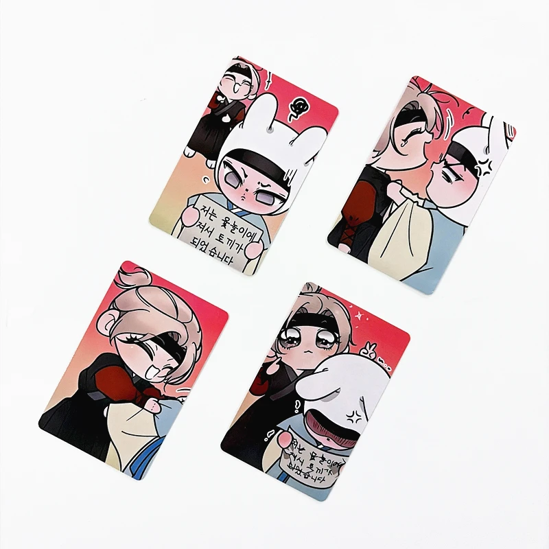 Set de 4 Tarjetas Fotográficas Coreanas BL Manhwa Borderline - Tarjetas LOMO de Personajes Versión Q para Colección de Fans y Regalo