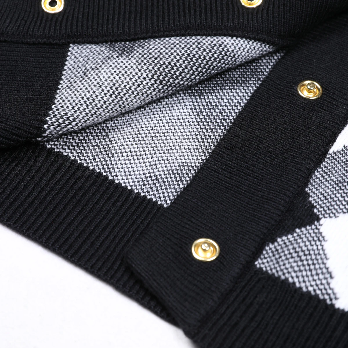 Primavera nuevo temperamento de moda de alta calidad elegante suéter de punto de manga larga cuello redondo cárdigan a cuadros chaqueta de lana