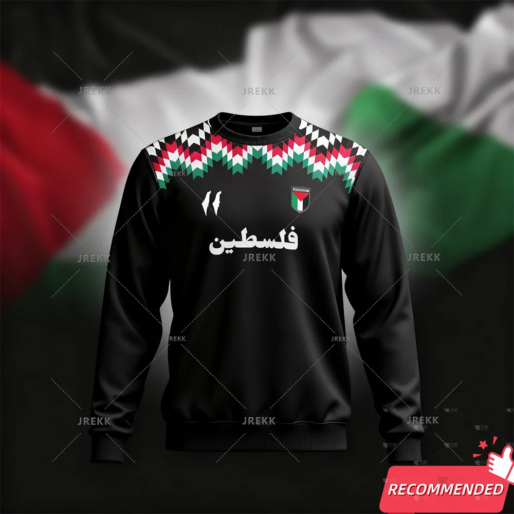

Palestine Football Jersey Autumn Fashion Palestinian Flag Print Sweatshirts Casual O Neck Maillot Football Tracksuits Sports Tee
