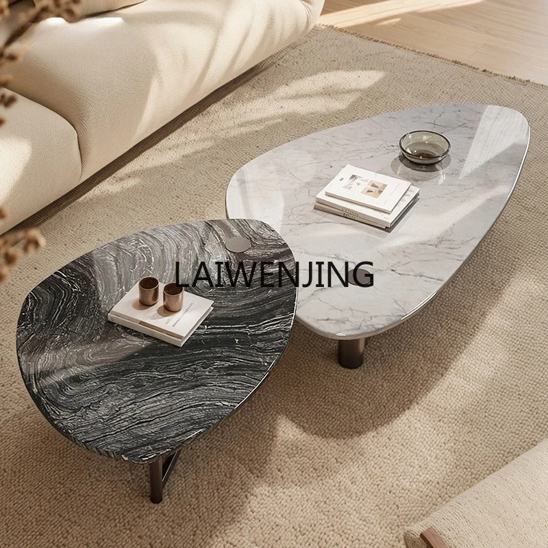 LYN high-end natural marble luxury stone special-shaped coffee table size combination household tea table