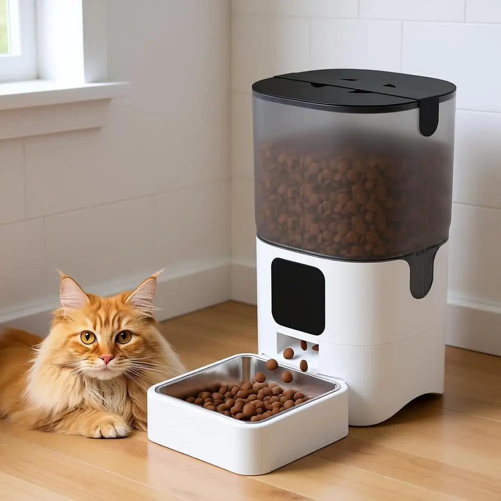 

Automatic Pet Feeder with APP Control or Remote Feeding, Detachable & Easy Clean, Stainless Steel Bowl, 1-10 Meals Per Day for C