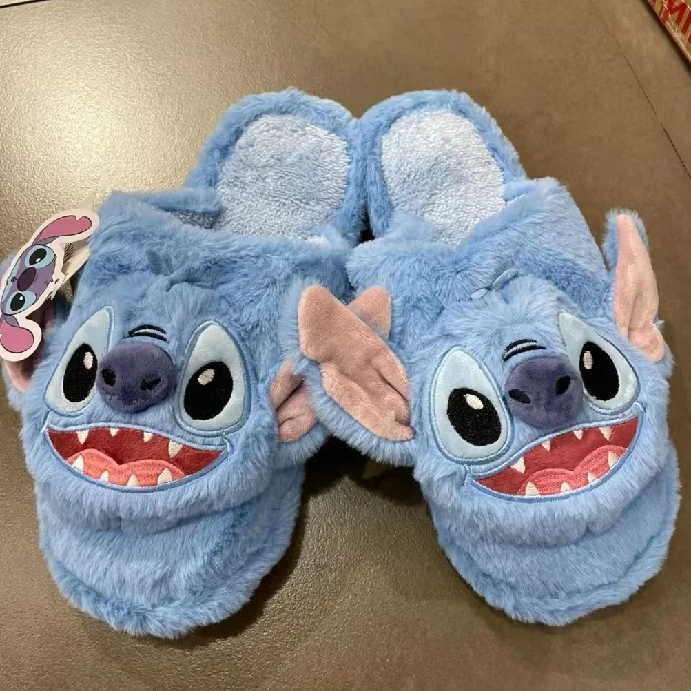 MINISO Disney Lilo & Stitch pantofole in cotone da donna da uomo scarpe da casa Cute Anime Figure Winter Warm Shoes for Couples Gifts