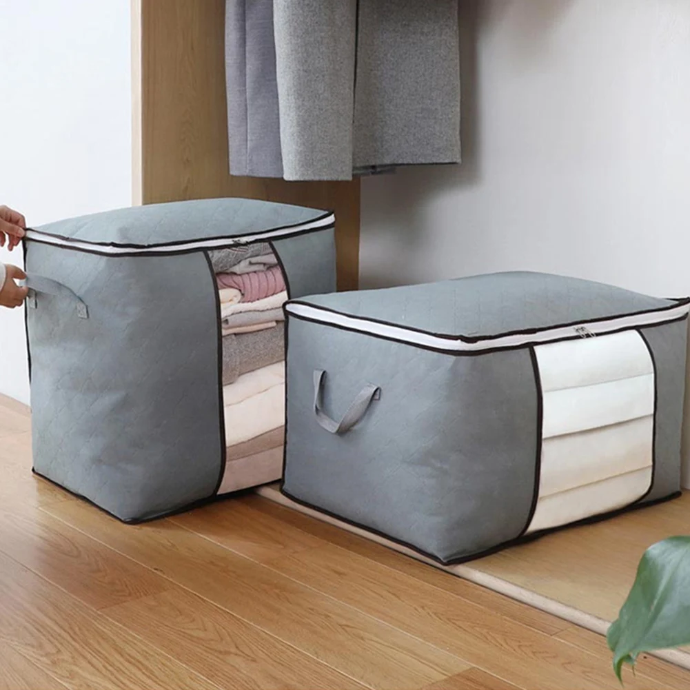 Non-Woven Foldable Storage Box Large Capacity for Clothing And Bedding Storage Semitransparent Durable Clothes Storage Boxes