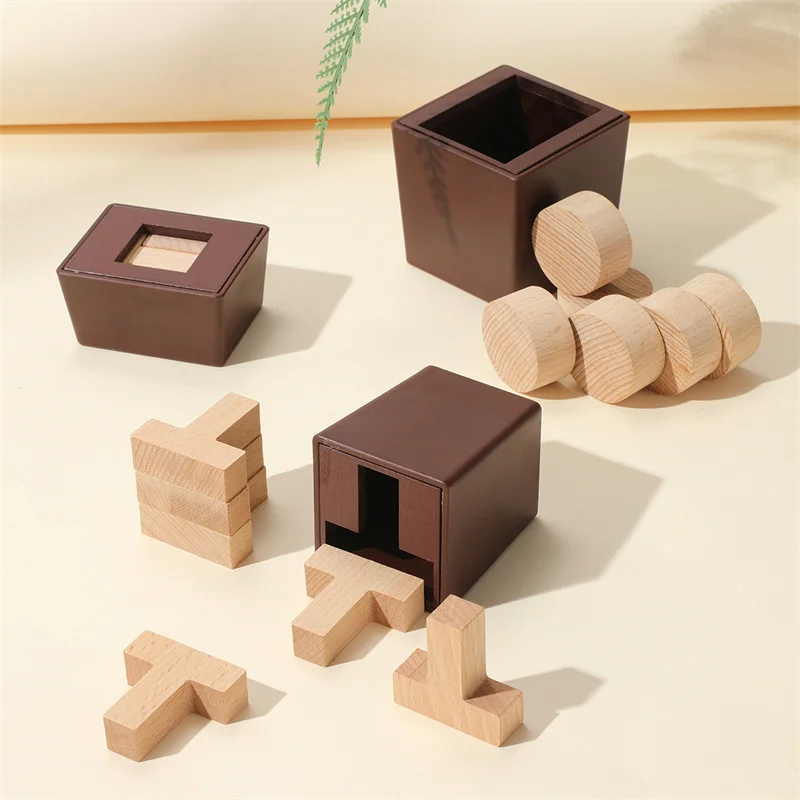 High Difficulty T-shaped Puzzle Six T Puzzle IQ Test Toys T Puzzle Box Mind Games Brain Teaser Educational Puzzle Toys Gifts