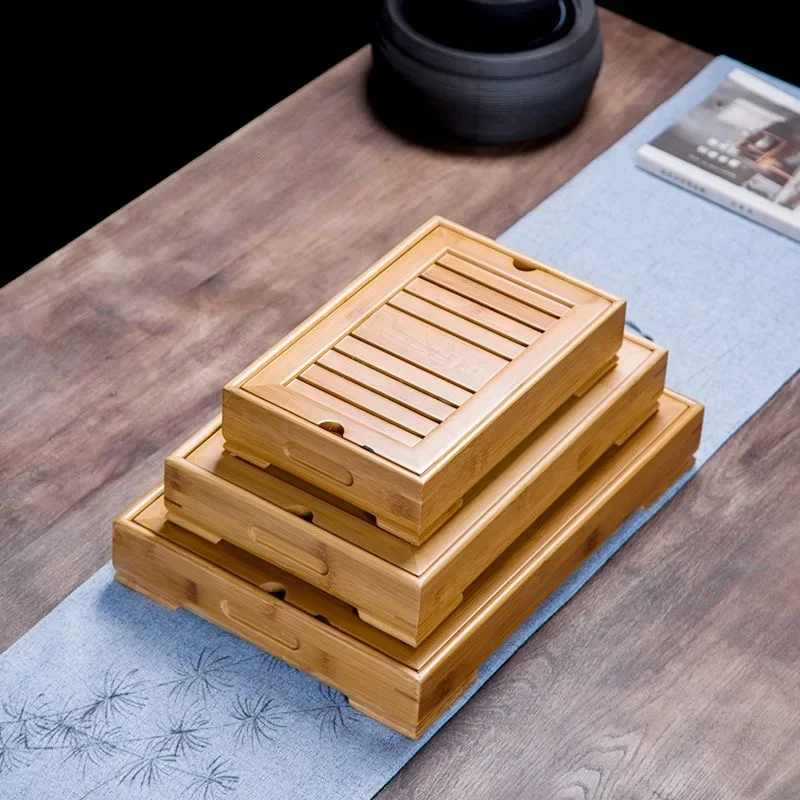 

Simple Tea Tray Bamboo Chinese Kung Fu Tea Tray Drawer Type Coffee Table Set Drainage and Water Pipes