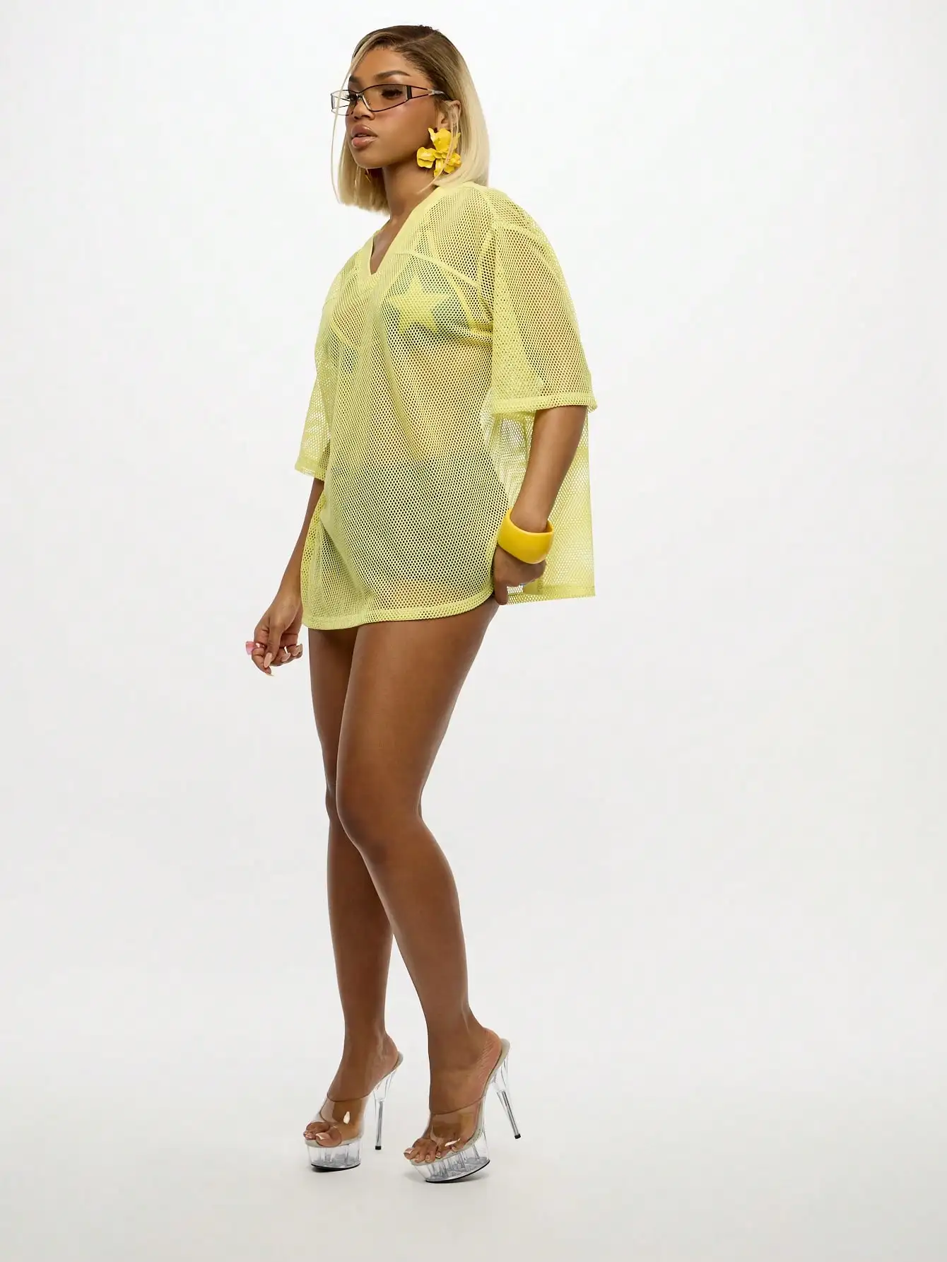 

Women Mesh Beach Cover Up Varsity Print Loose Fit Summer Pool Coverup Breathable Net Fabric Sportswear