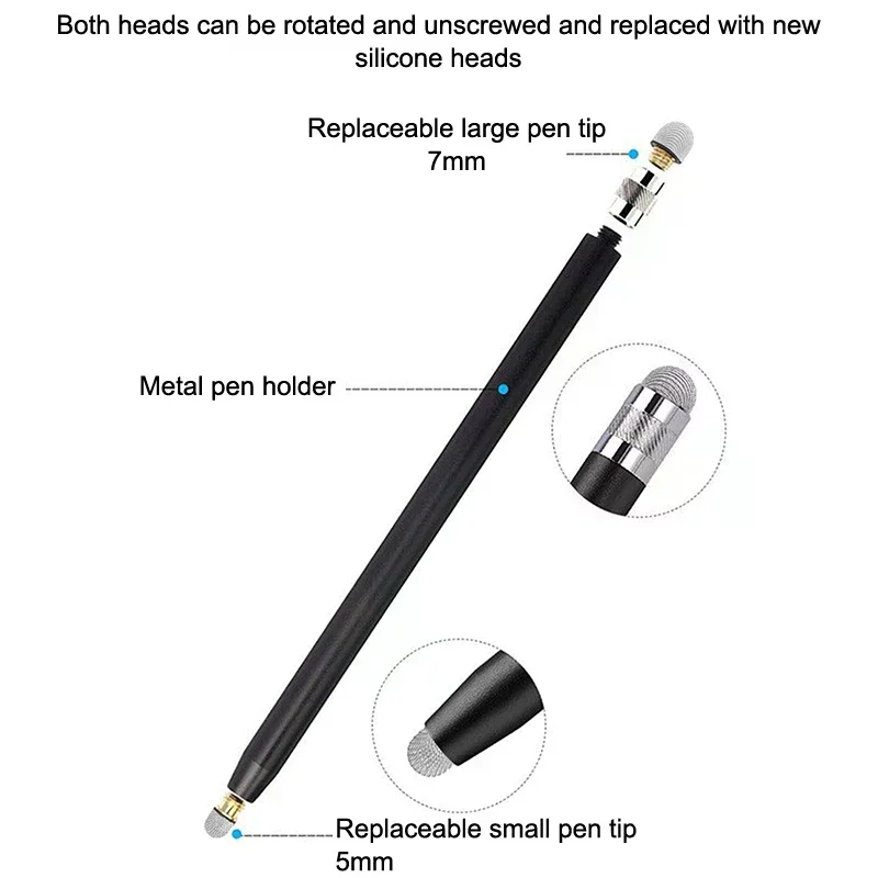 Mesh Fiber Capacitive Stylus Pen Double Nib Touch Screen Pens Drawing Pen For Universal Capacitive Screen Smart Phone Tablet