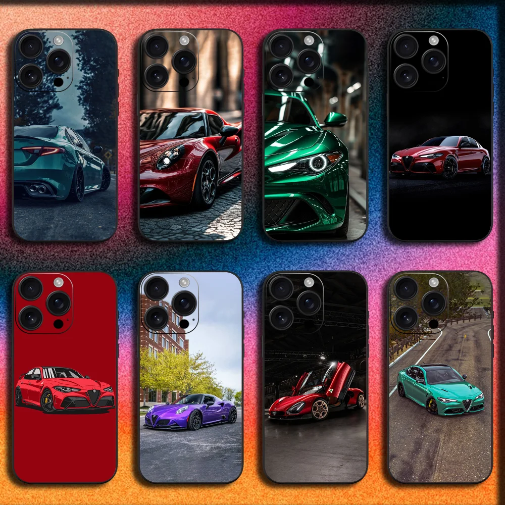 

AlfaeS Red R-RomeoS-S Car Phone Case For iPhone 16,15,14,13,12,11,Pro,XS,Max,XR,Plus,E,Mini Soft Black Cover