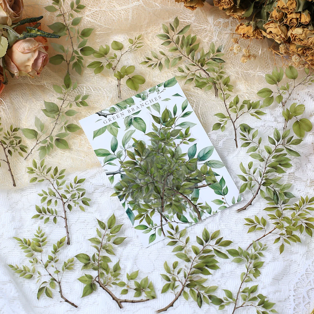 20pcs Leaves Branches PET Sticker Set for Scrapbooking Notebook DIY Crafts Art Decoration Stickers Journal Scrapbooking Supplies