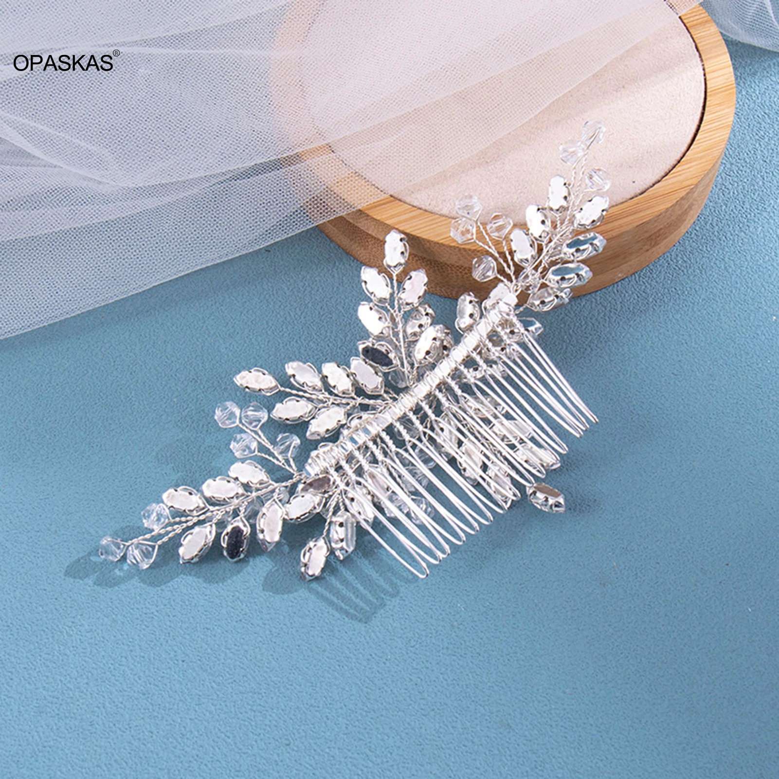 Błyszczący kryształowy grzebień do włosów ślubne akcesoria do włosów Rhinestone spinki do włosów nakrycie głowy nakrycie głowy różowy/srebrny kolor Barrettes biżuteria — zdjęcie 4