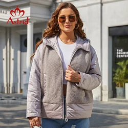 Astrid 2022 Spring Women's Jacket Plus Size Parkas Women Clothing Faux Fur Tops Fashion Stitching Padded Coats Outerwear AM10262