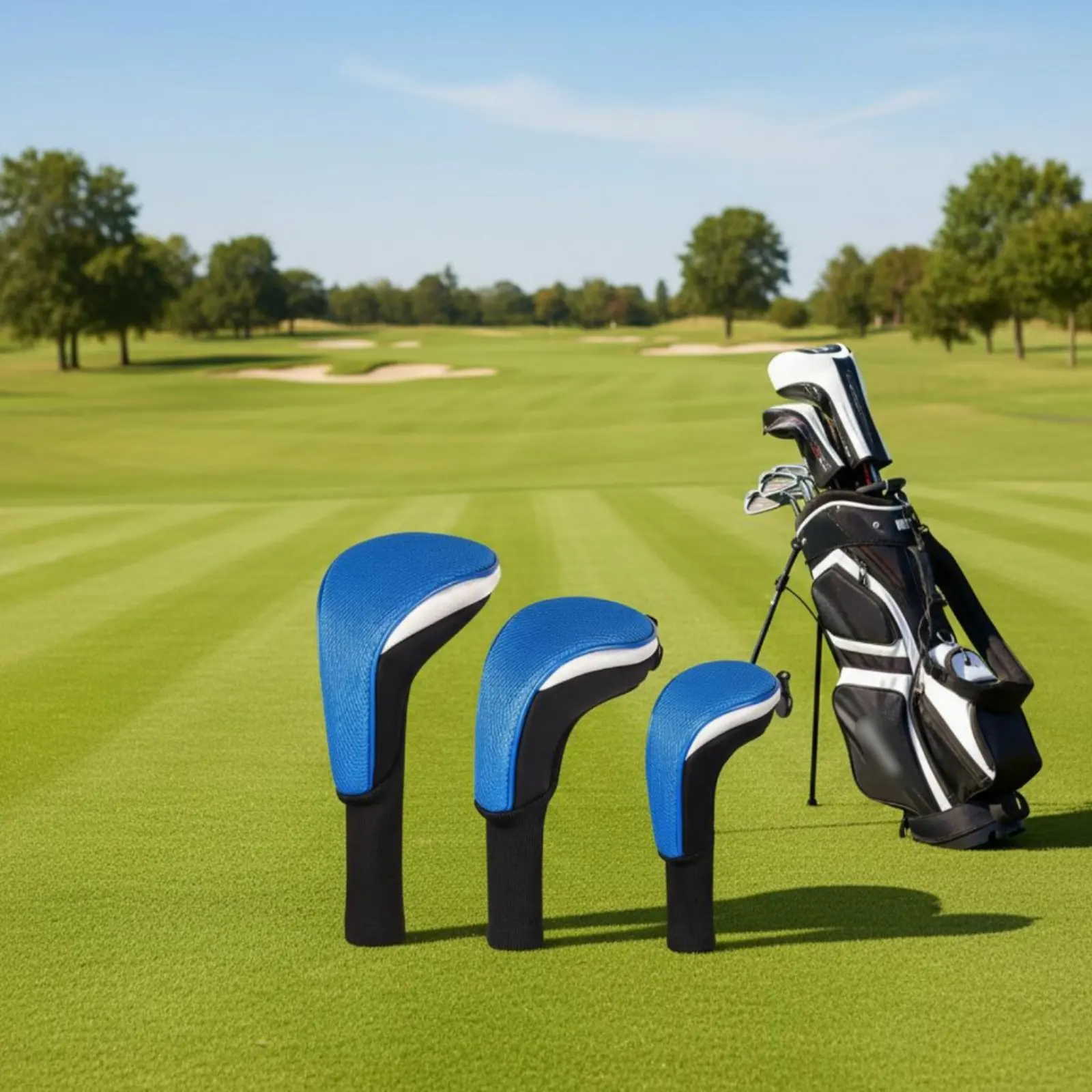 

3 Pieces Golf Club Head Cover Shielded Wood Head Cover Sports Gear Easy to Put on Universal Fit