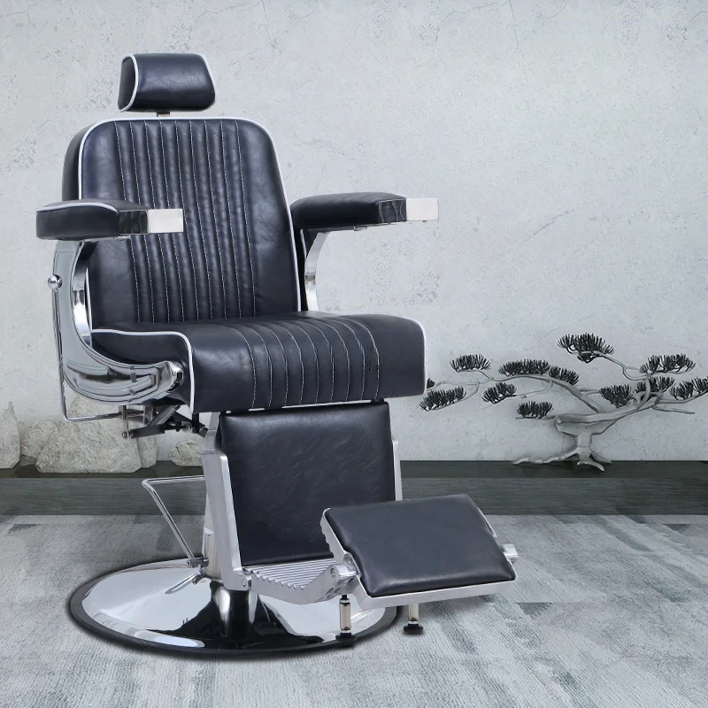 Head Barber Chair Pedicure Reclining Salon Chair for Hair Stylist Hairdressing Retro High-End Shaving Men Luxury Barber