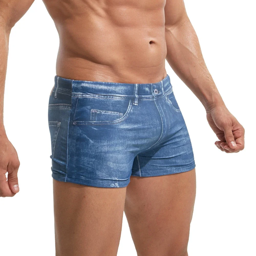 

2XL мужские бесшовные шорты для плавания джинсовые купальники с принтом шорты-боксеры плавки дышащие спортивные шорты для плавания бикини купальники брюки