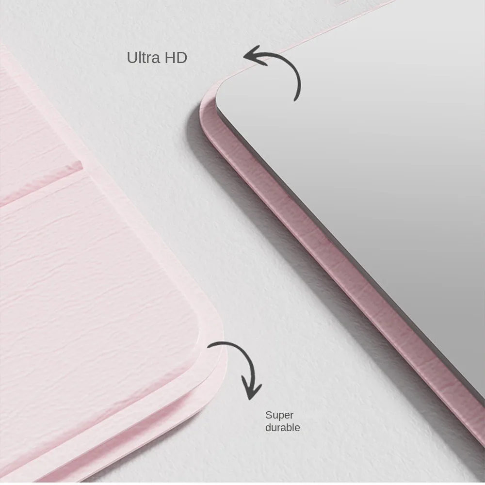 New Portable Mini Desktop Mirror Solid Color Stand Up Pocket Folding Mirror Korean Simple Handheld Makeup Mirror Makeup Skincare