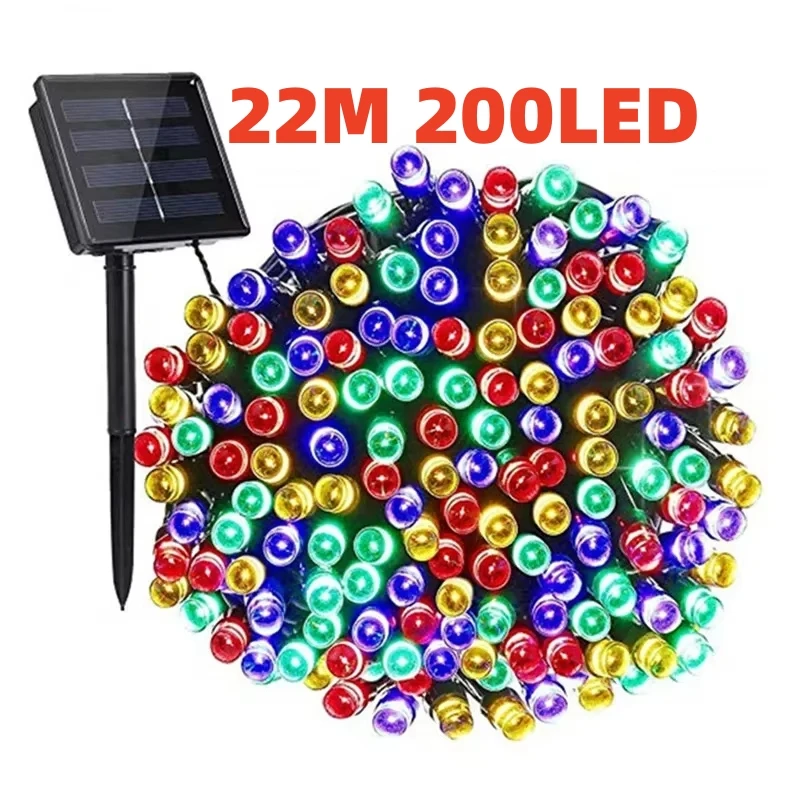 200 LEDs Solar String Light Outdoor Waterproof for Garden Decoration 8Mode Christmas Garland Solar Powered Lamp Fairy String