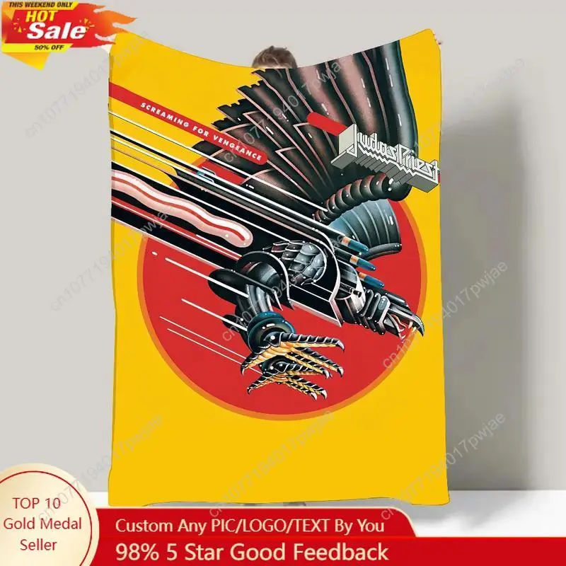 

Band J-Judas P-Priest Invincible Shield Blanket Design Lightweight Throw Blanket For Dorms Naps Living Room Custom Blankets