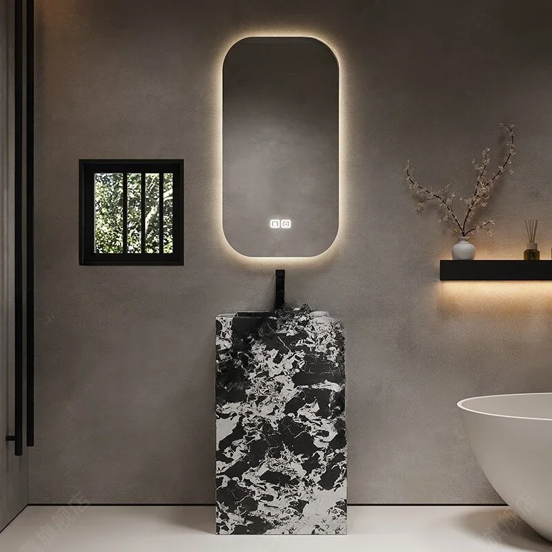 

Rock slab column basin integrated washbasin floor-to-ceiling bathroom washbasin balcony villa table control drainage