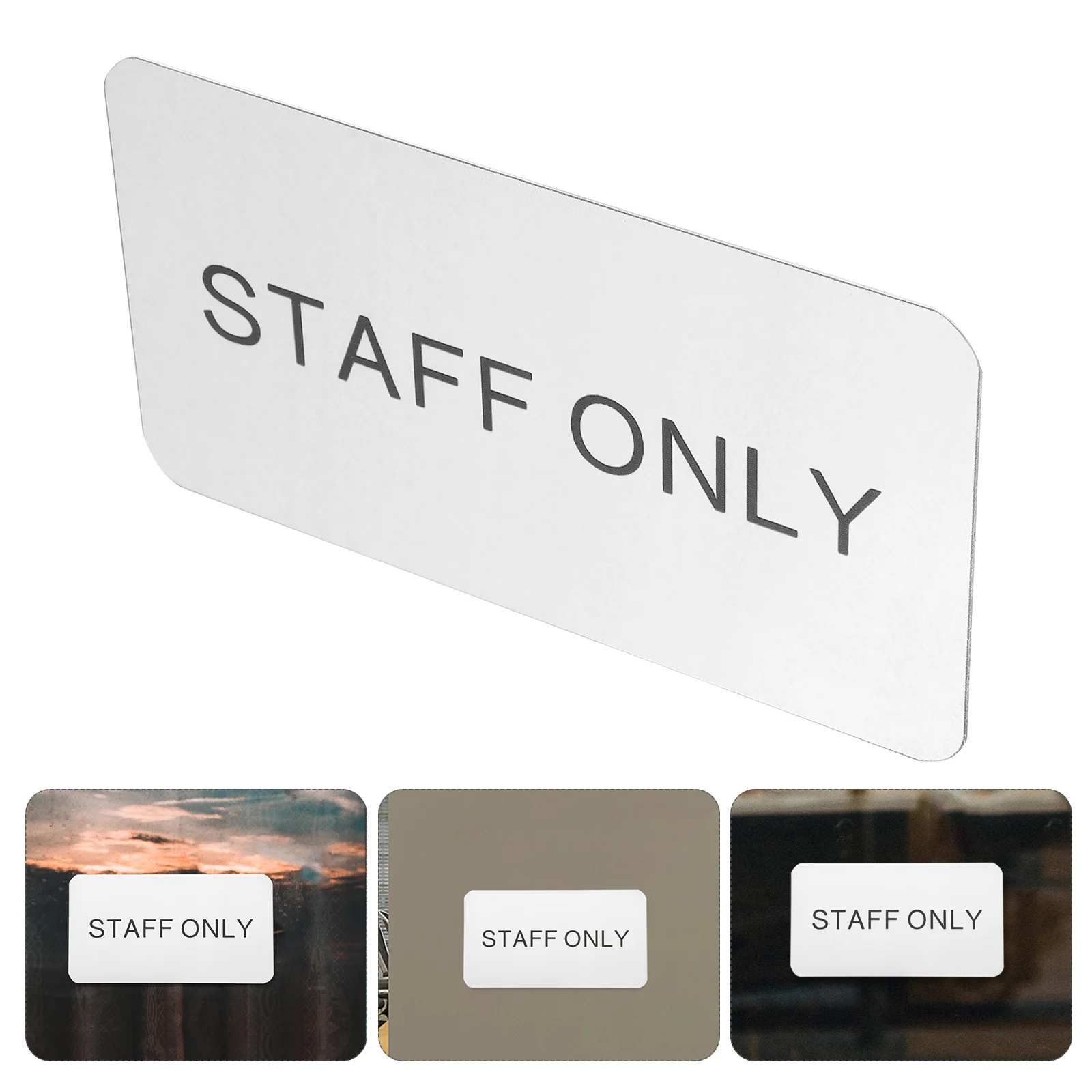 Staff Only Sign Stickers Door Plate Business Office Decoration Replacement for Silver Aluminum Alloy