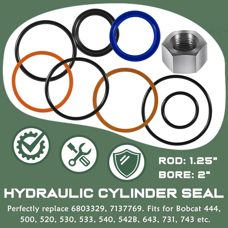 NONY 6803329 7137769 Hydraulic Lift Cylinder Seals Kit Fits for Bobcat 444, 500, 520, 530, 533, 540, 542B, 643, 731, 743 Etc