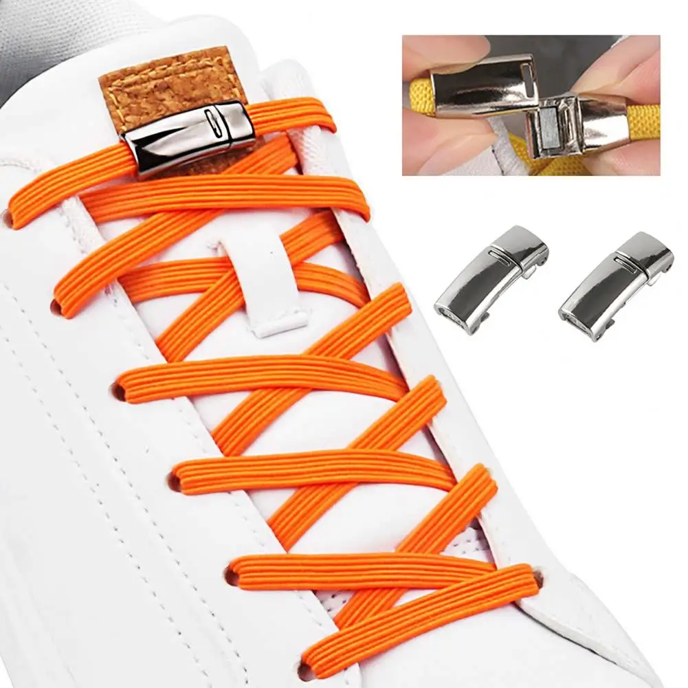 No-tie Shoelace Solution Magnetic Lazy Shoelace Buckle Lock No Tie Metal Shoe Laces Clip for Sneakers Quick Secure for Kids